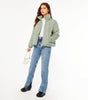 Petite Light Green Cropped Boxy Puffer Jacket