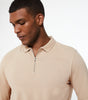 Stone Pique Collared Zip Front Polo Top